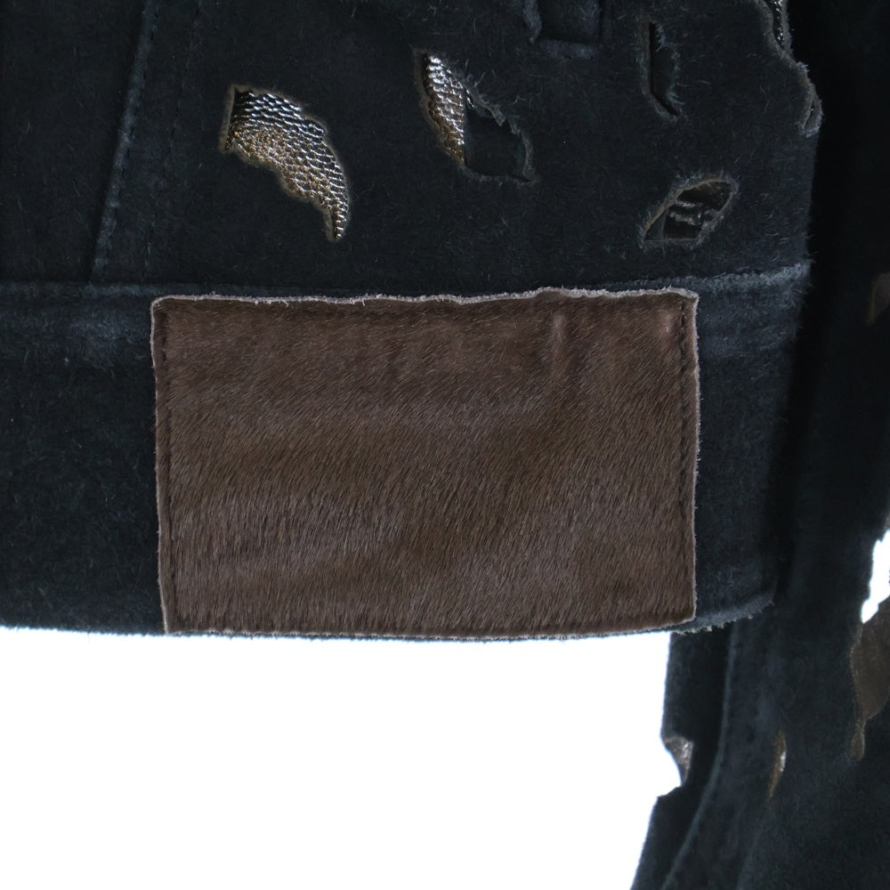 MASU(エムエーエスユー) WING-CUT LEATHER TRUCKER JACKET カットアウトデザインスウェードトラッカージャケット ブラック BL0924