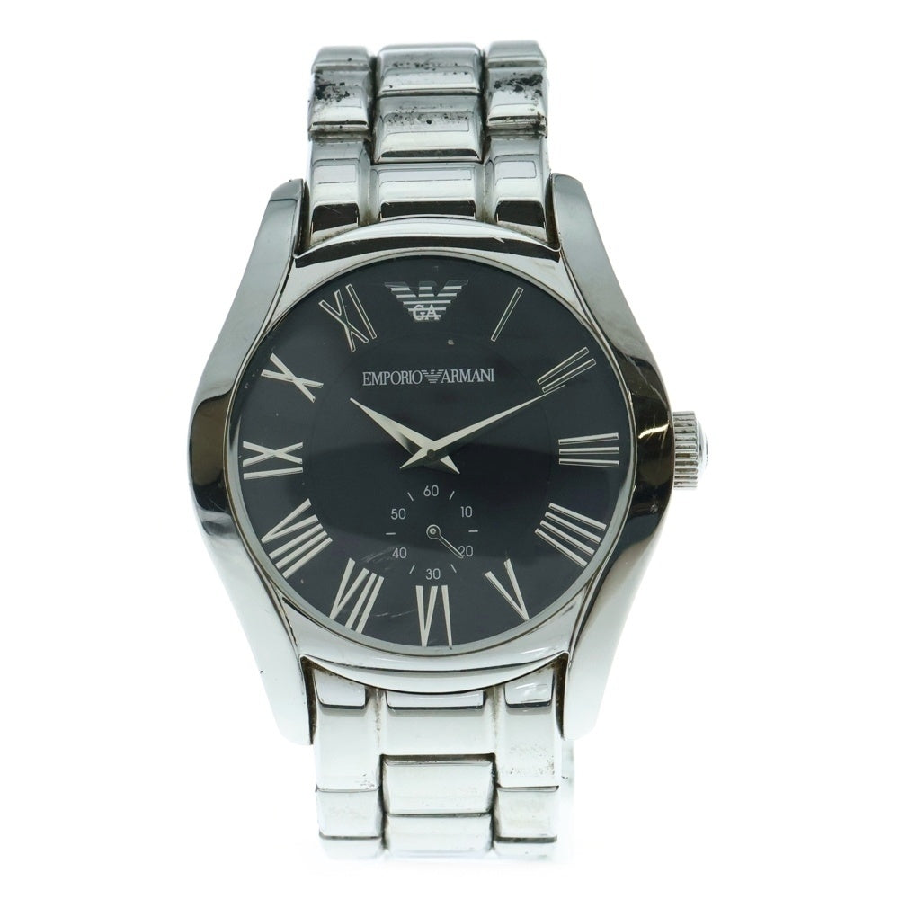 EMPORIO ARMANI(エンポリオアルマーニ) スモールセコンド クオーツ 腕時計 黒文字盤 ブラック/シルバー AR-0680