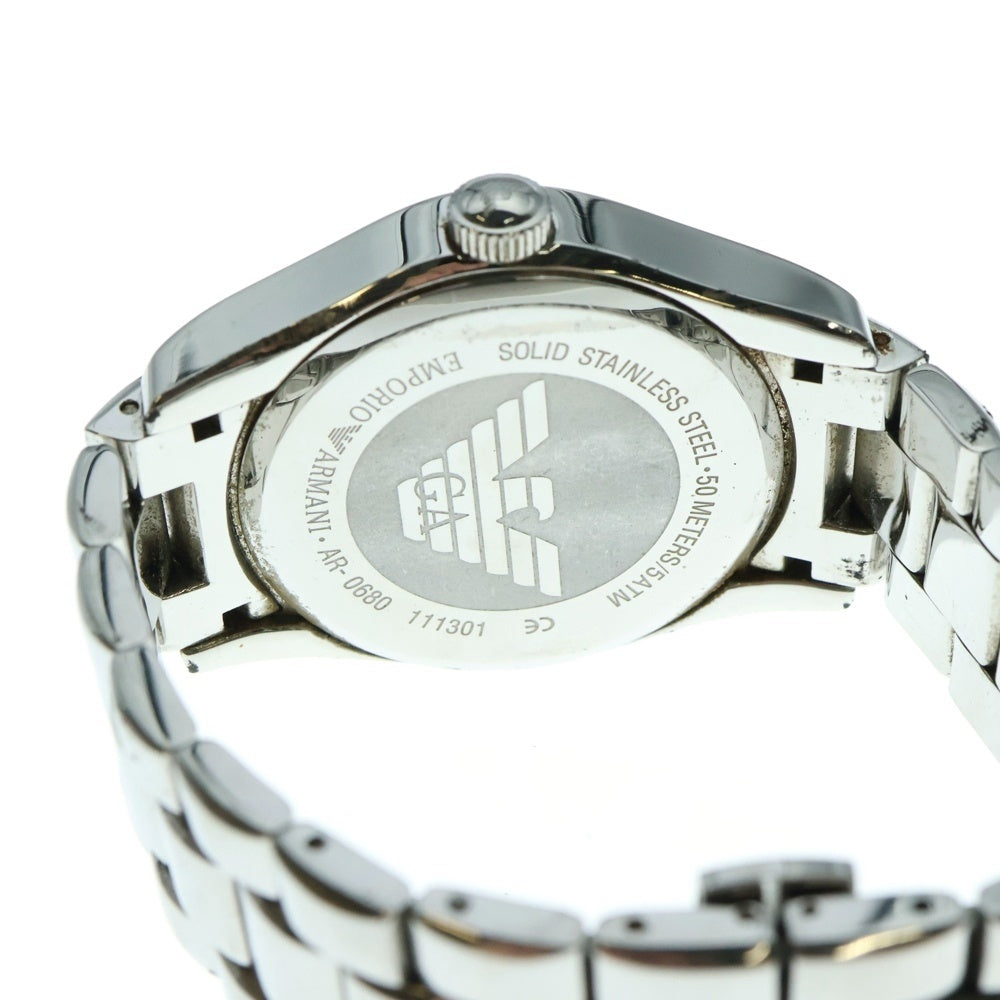 EMPORIO ARMANI(エンポリオアルマーニ) スモールセコンド クオーツ 腕時計 黒文字盤 ブラック/シルバー AR-0680