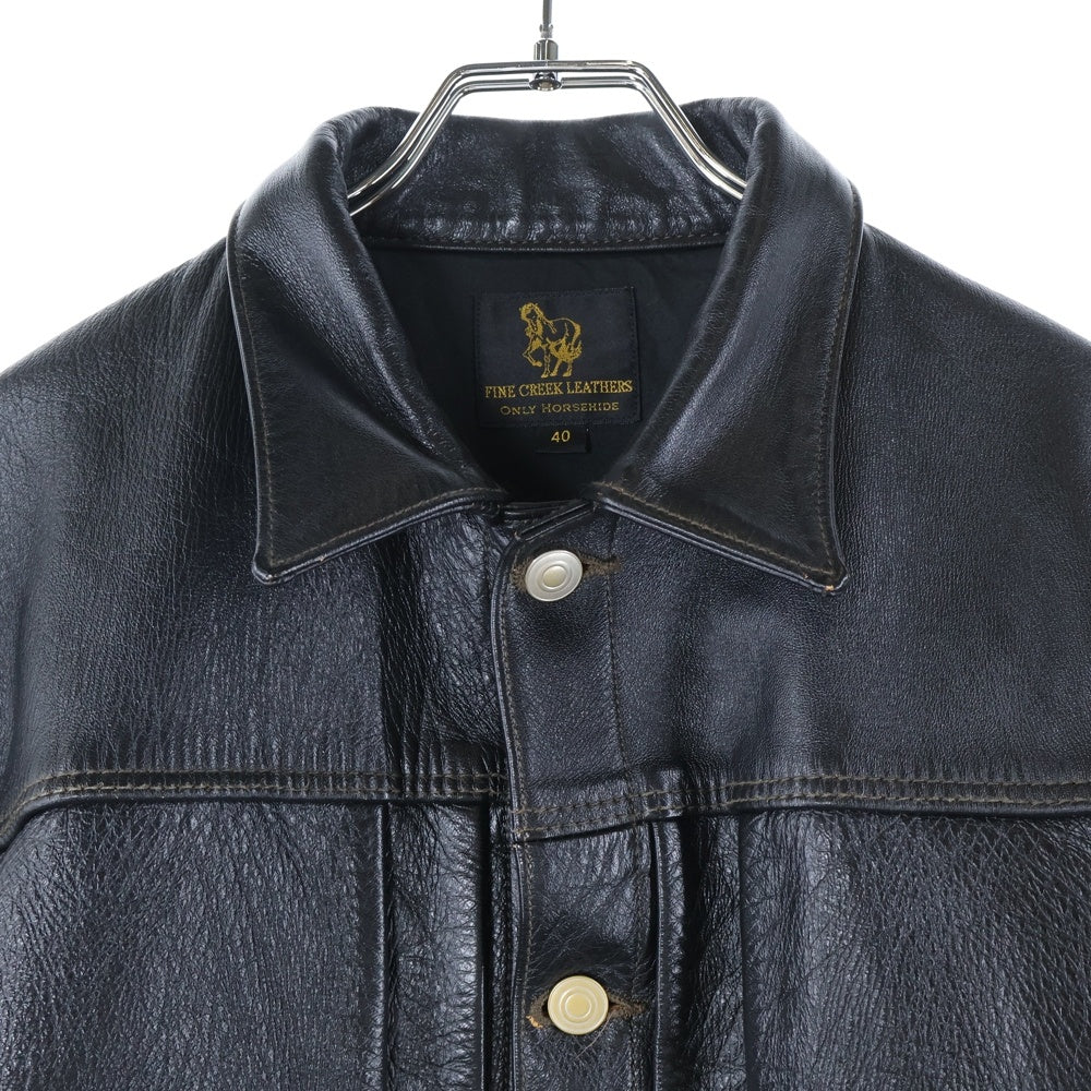 FINE CREEK LEATHERS(ファインクリークレザーズ) Virginia Beach バージニアビーチ シングルライダースジャケット 馬革 ブラック