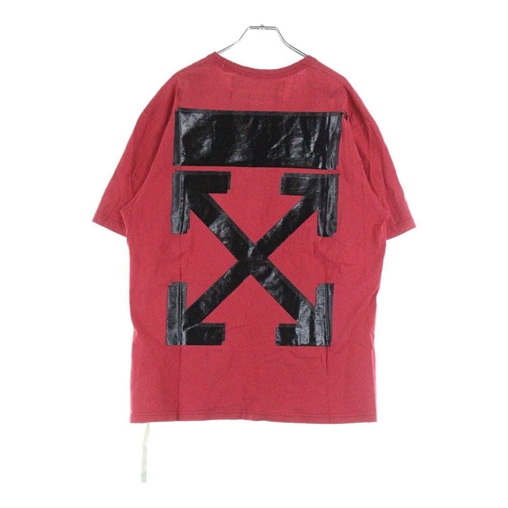 OFF-WHITE(オフホワイト) ×Champion チャンピオン ロゴ刺繍 バックプリント クルーネック半袖Tシャツ カットソー レッド OMAA029S18874050