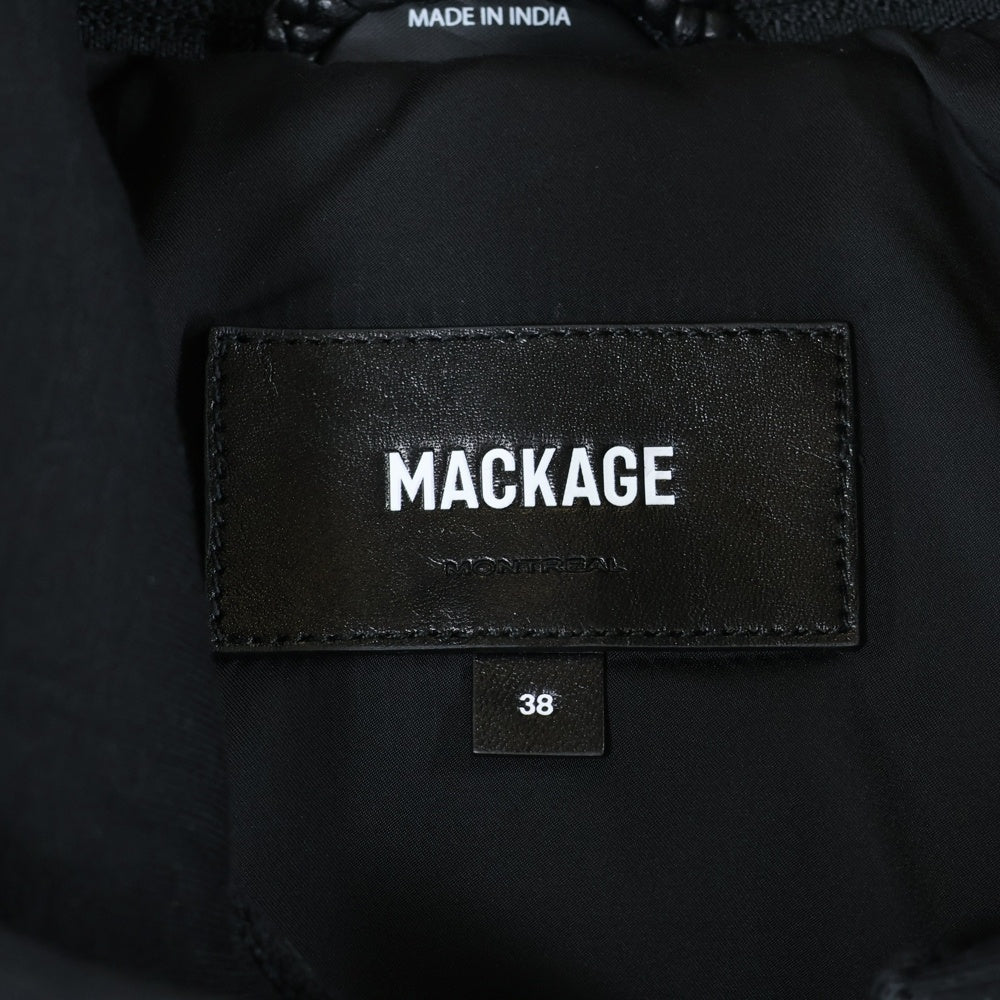 MACKAGE(マッカージュ) MAGNUS-R ラムスキン フード付き ダブルライダースジャケット ブラック