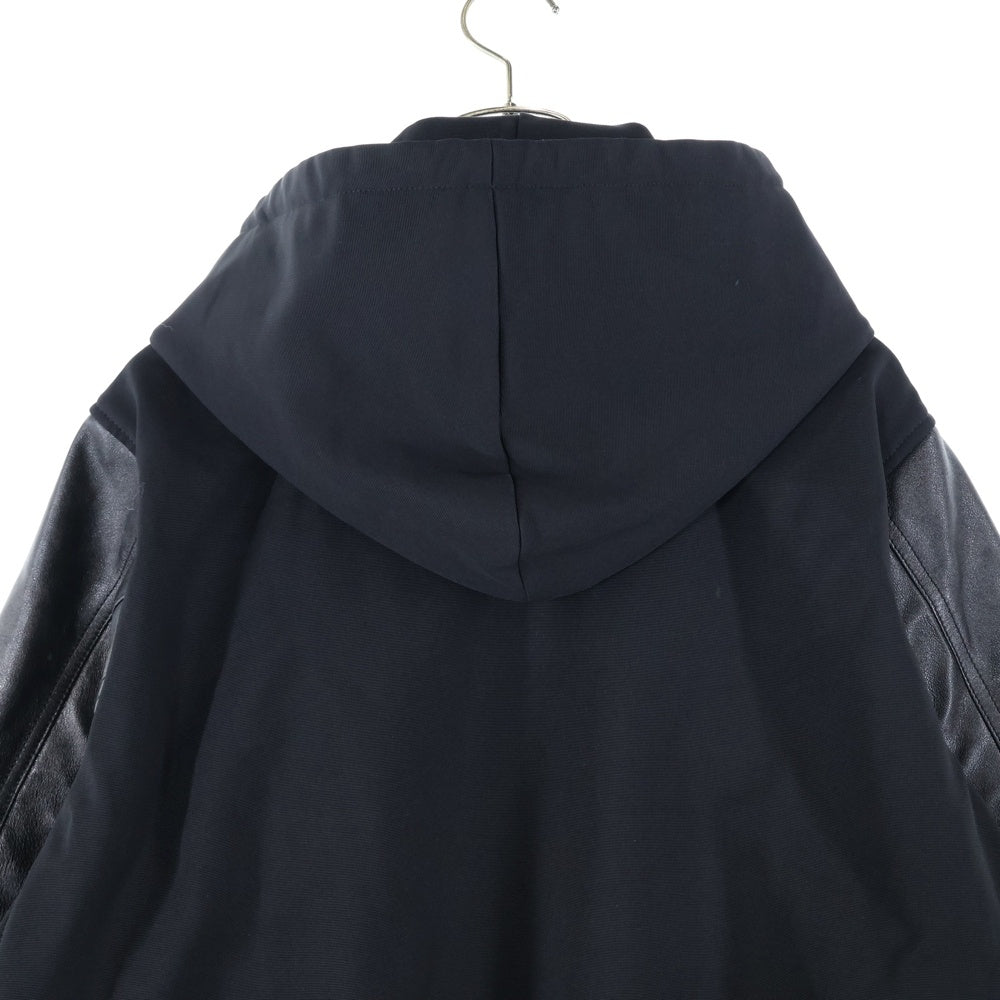 GIVENCHY(ジバンシィ) 21AW 袖レザー切替 ジップアップフーディー パーカー ブラック BM00QL611V