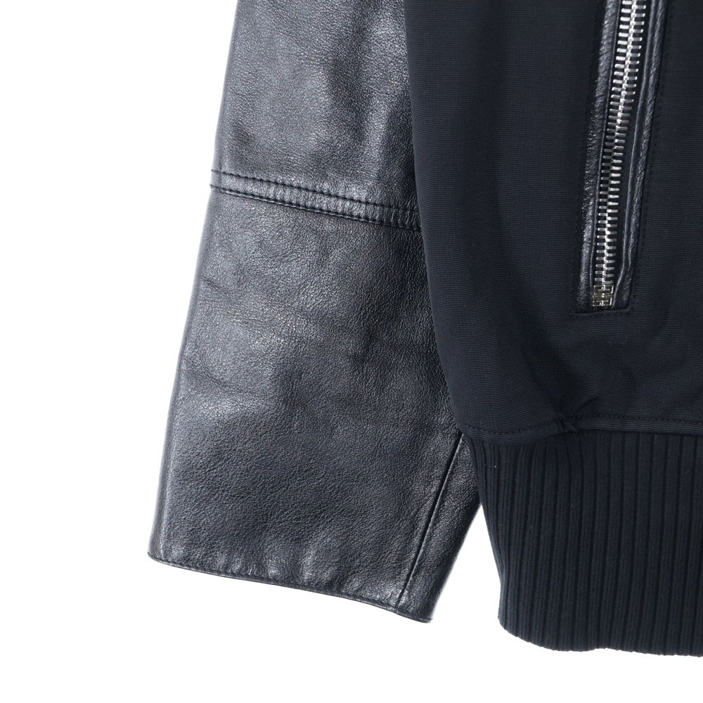 GIVENCHY(ジバンシィ) 21AW 袖レザー切替 ジップアップフーディー パーカー ブラック BM00QL611V