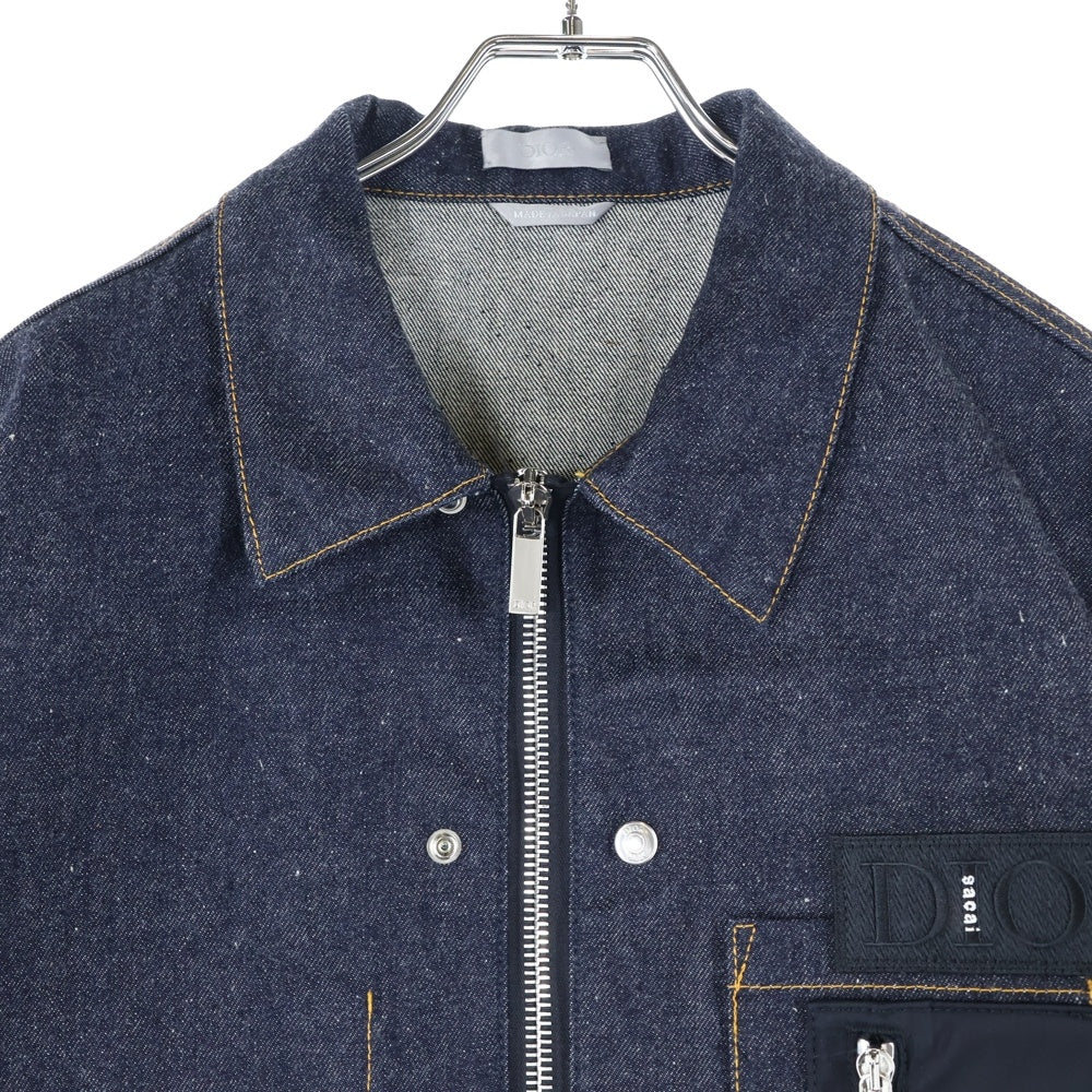 DIOR(ディオール) 21AW ×Sacai Over Shirt Low Cotton Denim 213D487AY507 サカイ ローコットン ジップアップデニムオーバーシャツ ジャケット インディゴ