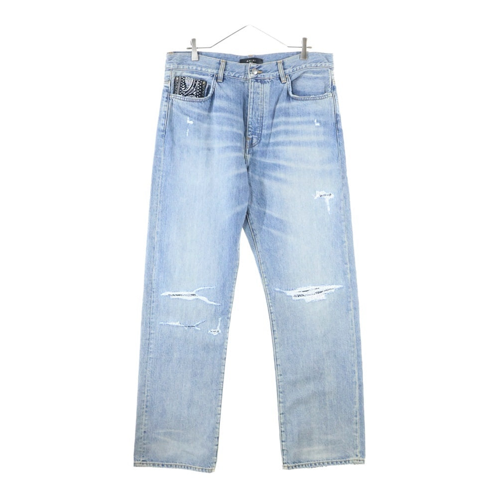 AMIRIダメージデニム AMIRI(アミリ) ダメージ ストレートデニムパンツ インディゴ