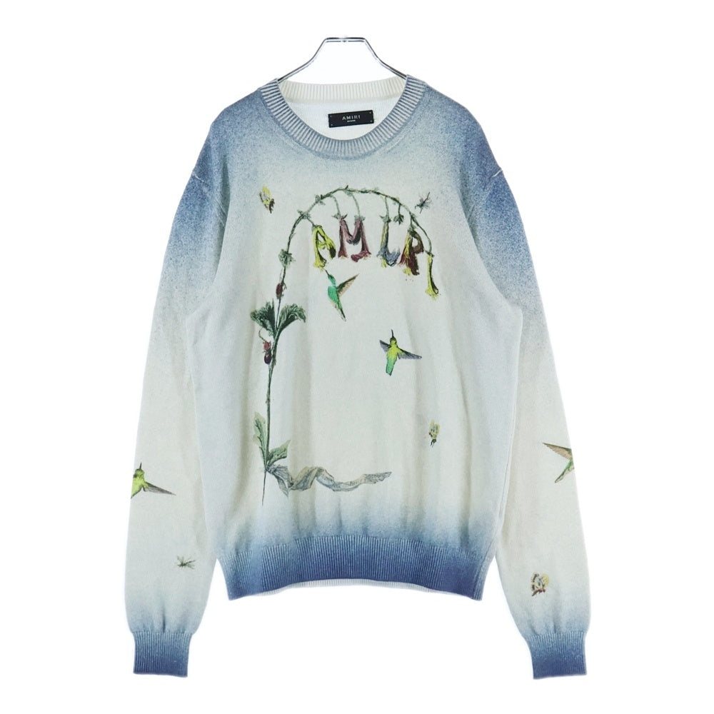 AMIRI(アミリ) Hummingbird motif embroidered jumper エンブロイダリー コットン セーター グレー