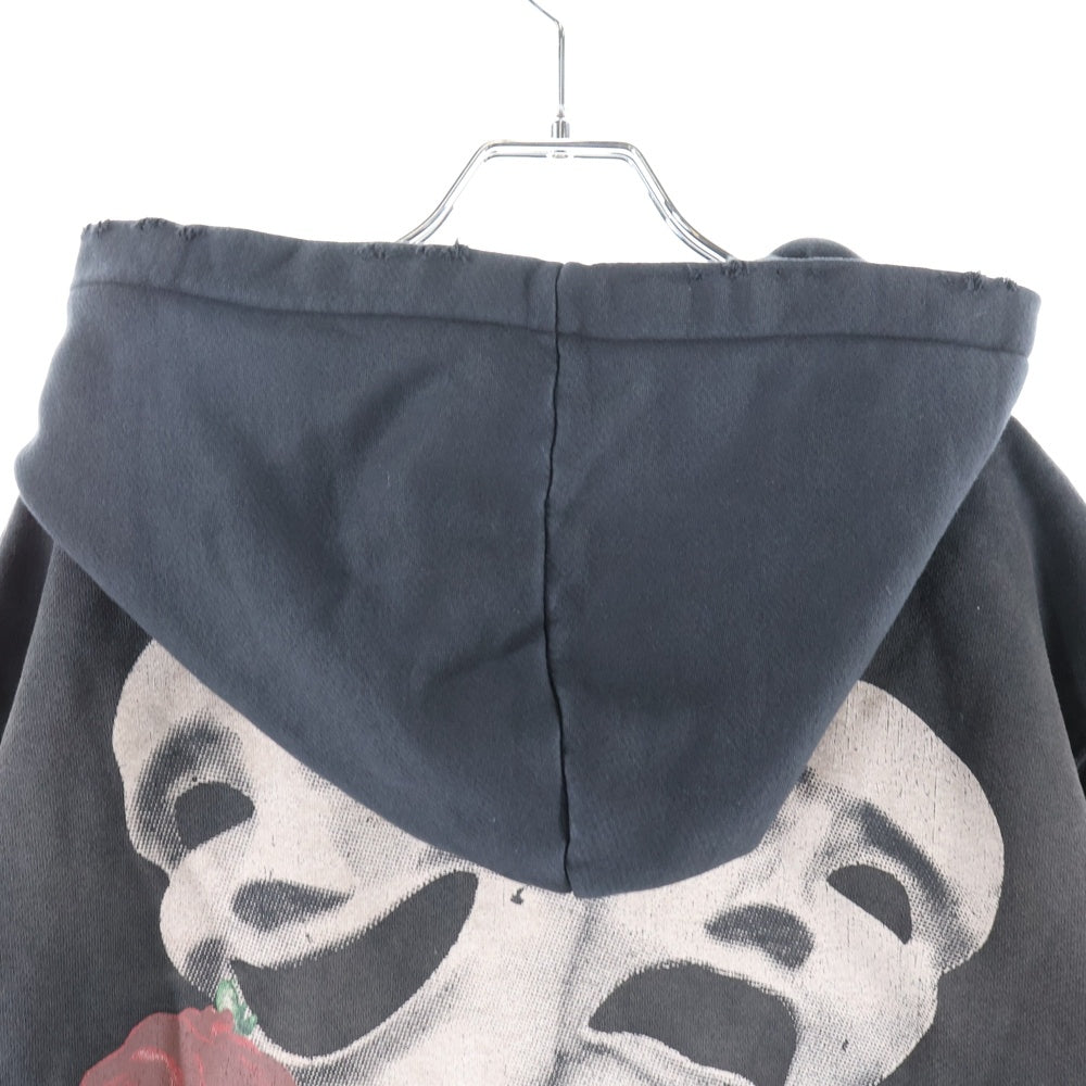 AMIRI(アミリ) ツーフェイス プリント ヴィンテージ加工 スウェットプルオーバー パーカー フーディー ブラック