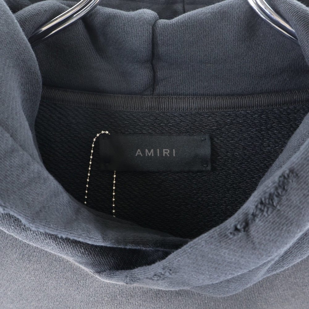 AMIRI(アミリ) ツーフェイス プリント ヴィンテージ加工 スウェットプルオーバー パーカー フーディー ブラック