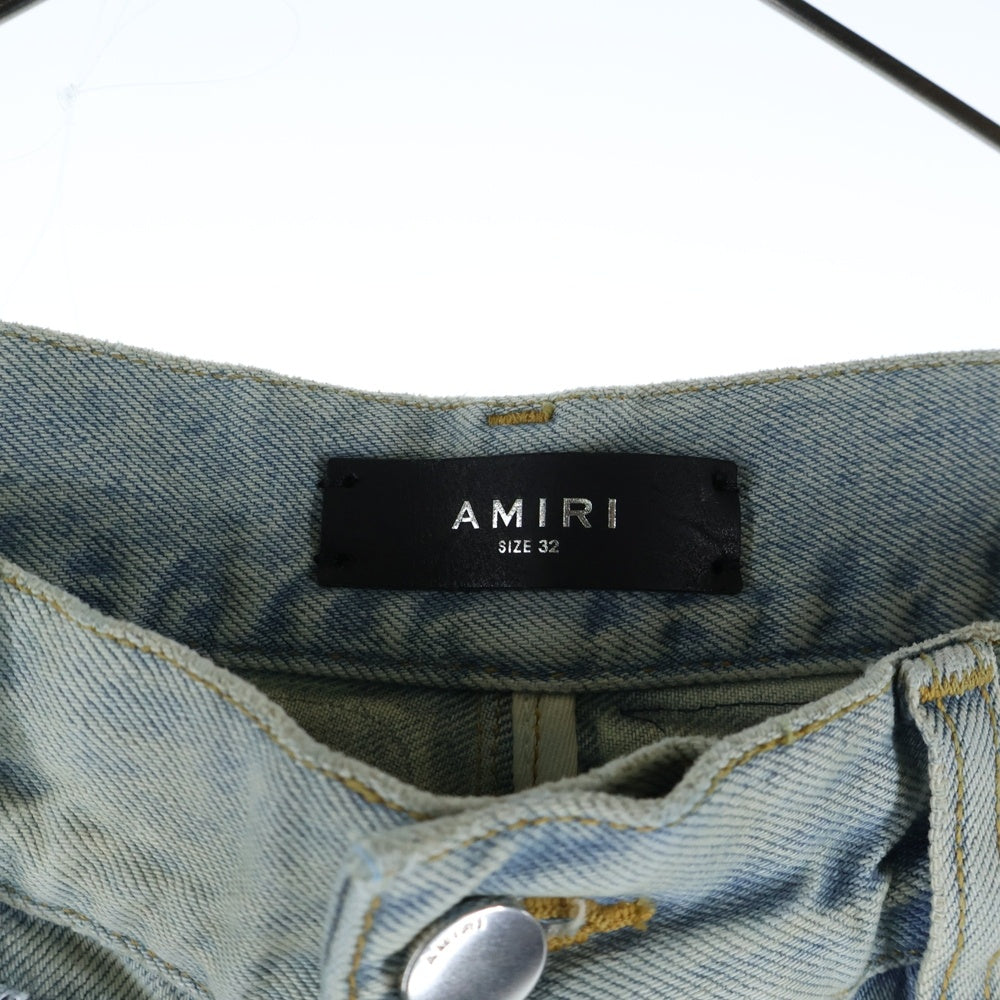 AMIRI(アミリ) パッチワーク ミッドライズ ストレートデニムパンツ インディゴ