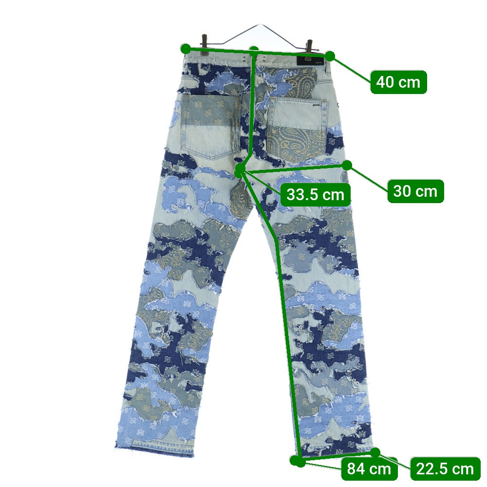 AMIRI(アミリ) パッチワーク ミッドライズ ストレートデニムパンツ インディゴ