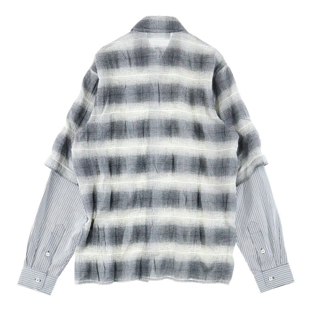 AMIRI(アミリ) チェック柄 レイヤード 長袖シャツ グレー