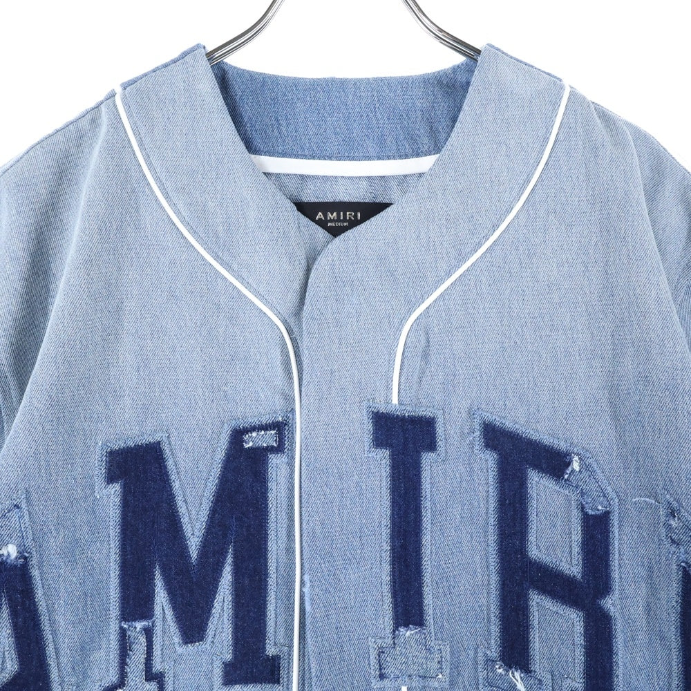 AMIRI(アミリ) Sunfaded Baseball Shirt サンフェード デニム 半袖シャツ インディゴ