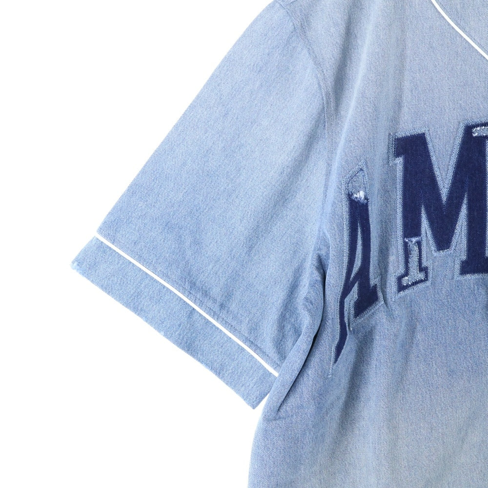 AMIRI(アミリ) Sunfaded Baseball Shirt サンフェード デニム 半袖シャツ インディゴ