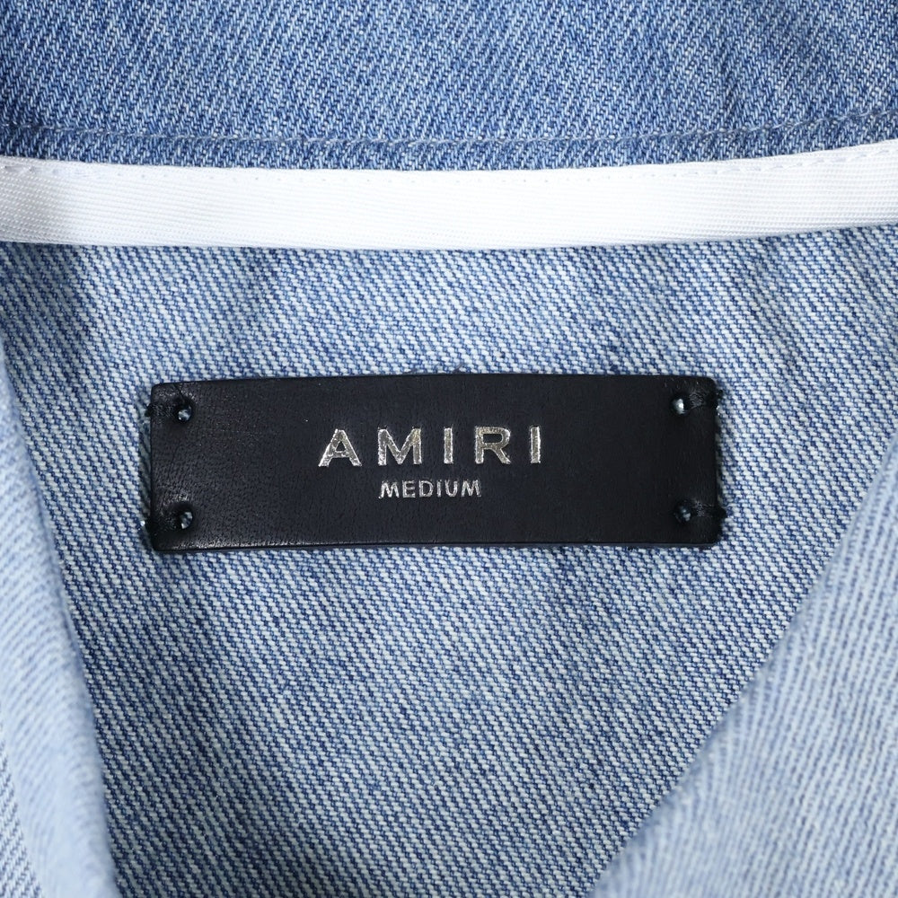 AMIRI(アミリ) Sunfaded Baseball Shirt サンフェード デニム 半袖シャツ インディゴ
