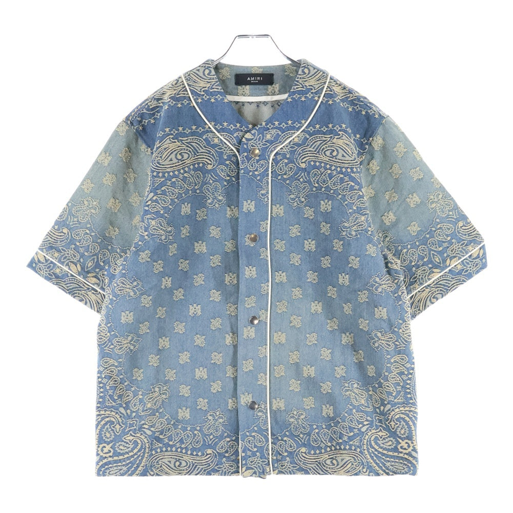 AMIRI(アミリ) エンブロイダリー バンダナ デニム ベースボールシャツ インディゴ