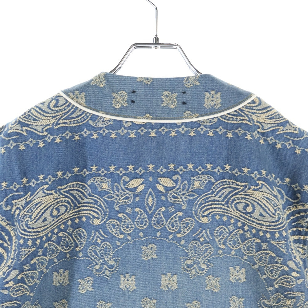 AMIRI(アミリ) エンブロイダリー バンダナ デニム ベースボールシャツ インディゴ