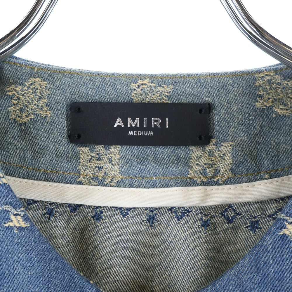 AMIRI(アミリ) エンブロイダリー バンダナ デニム ベースボールシャツ インディゴ
