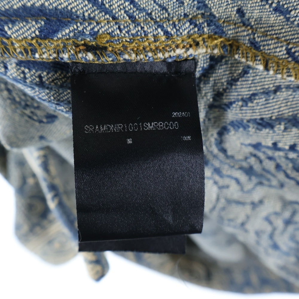 AMIRI(アミリ) エンブロイダリー バンダナ デニム ベースボールシャツ インディゴ