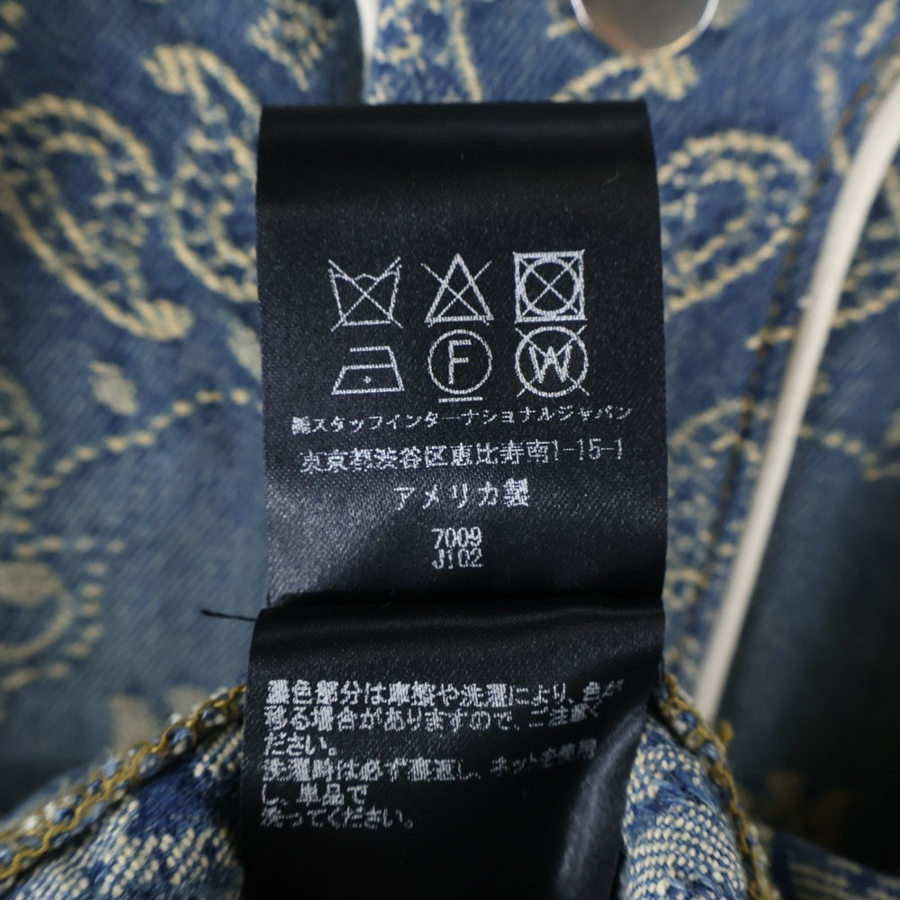 AMIRI(アミリ) エンブロイダリー バンダナ デニム ベースボールシャツ インディゴ