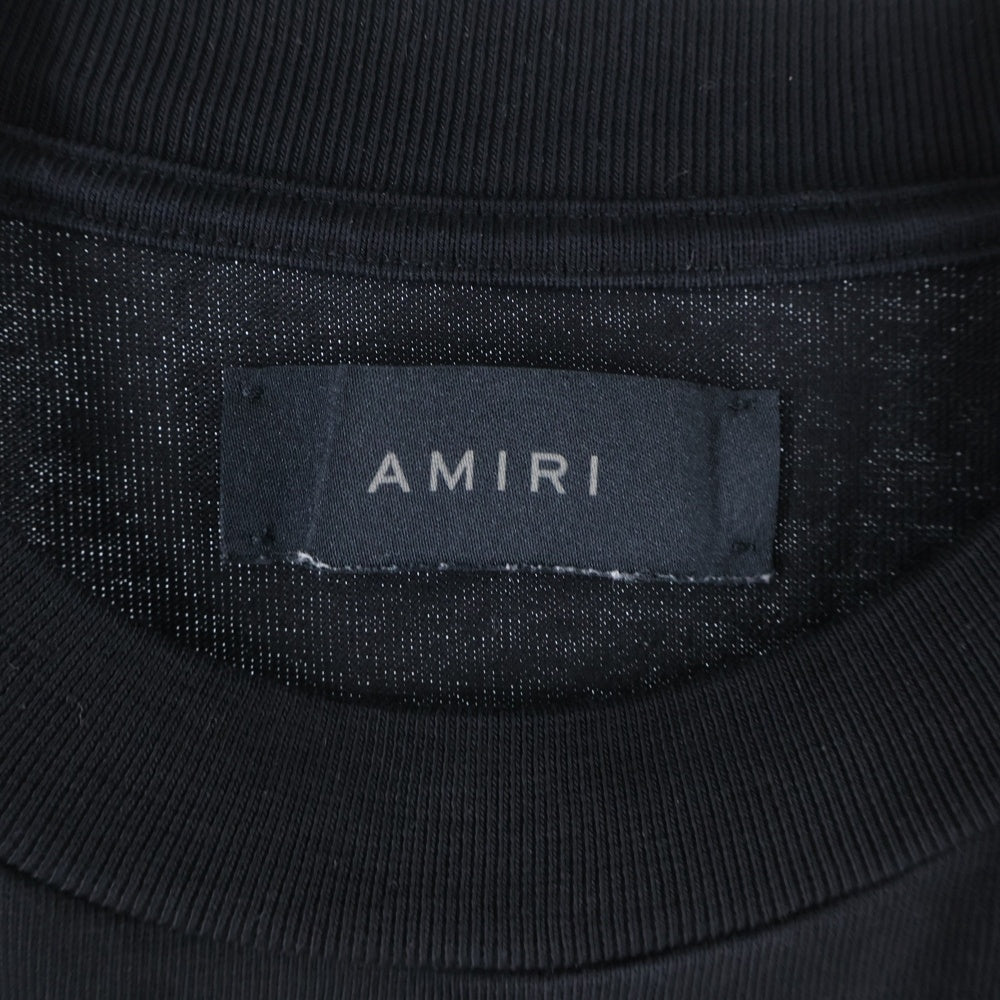 AMIRI(アミリ) ショットガン加工 ハリウッド MAロゴ 半袖Tシャツ ブラック