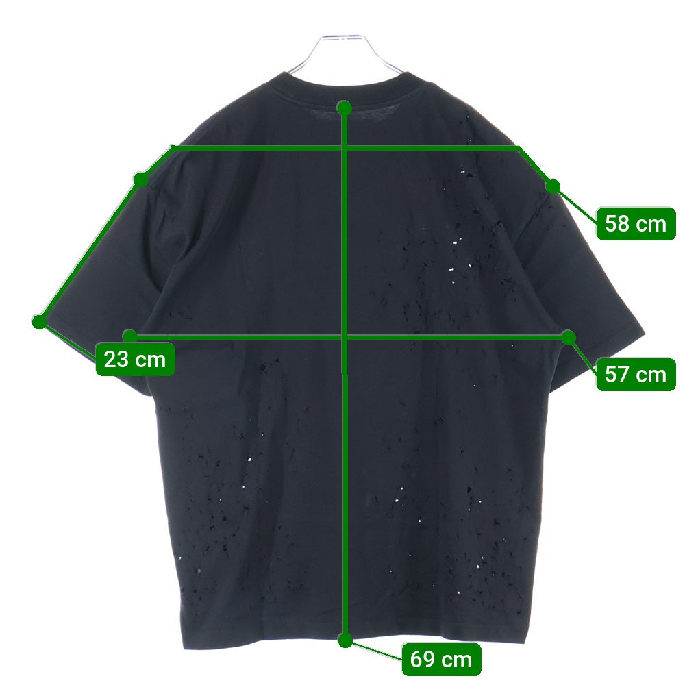 AMIRI(アミリ) ショットガン加工 ハリウッド MAロゴ 半袖Tシャツ ブラック