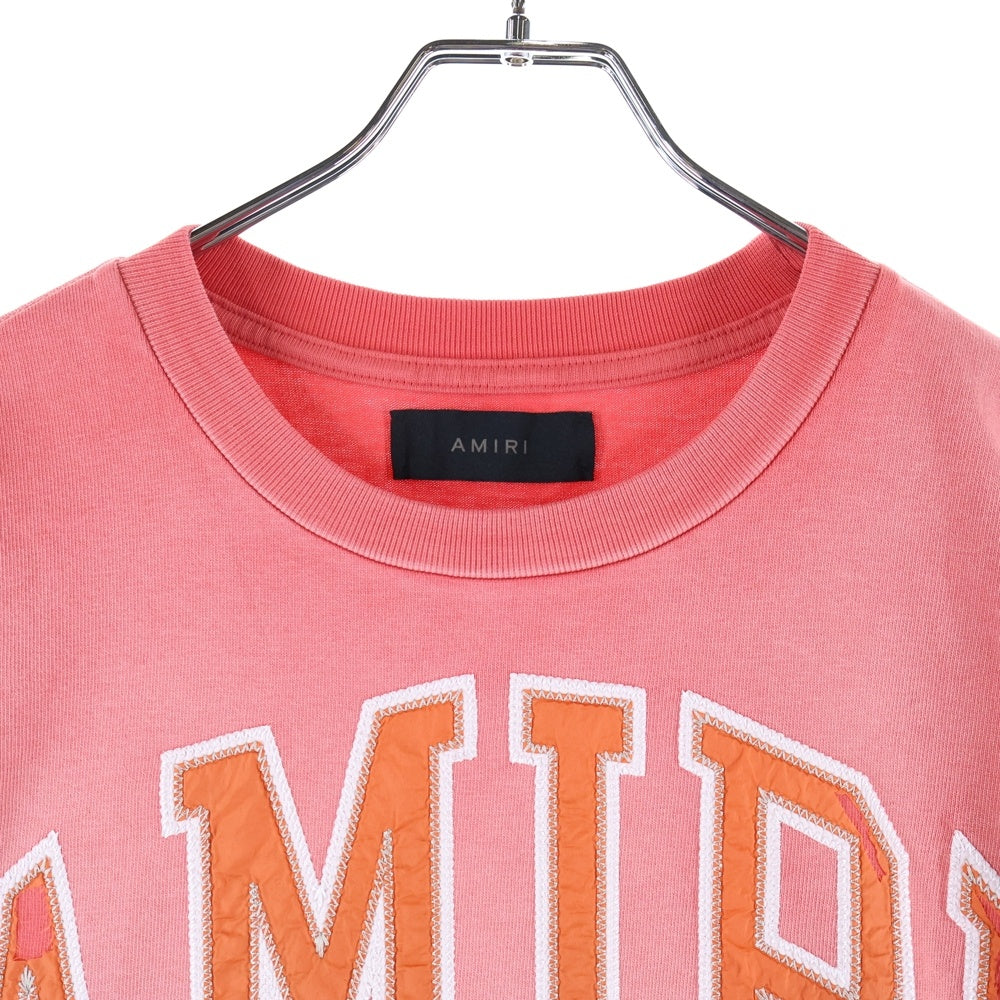 AMIRI(アミリ) フロントロゴ ヴィンテージ加工 半袖Tシャツ レッド
