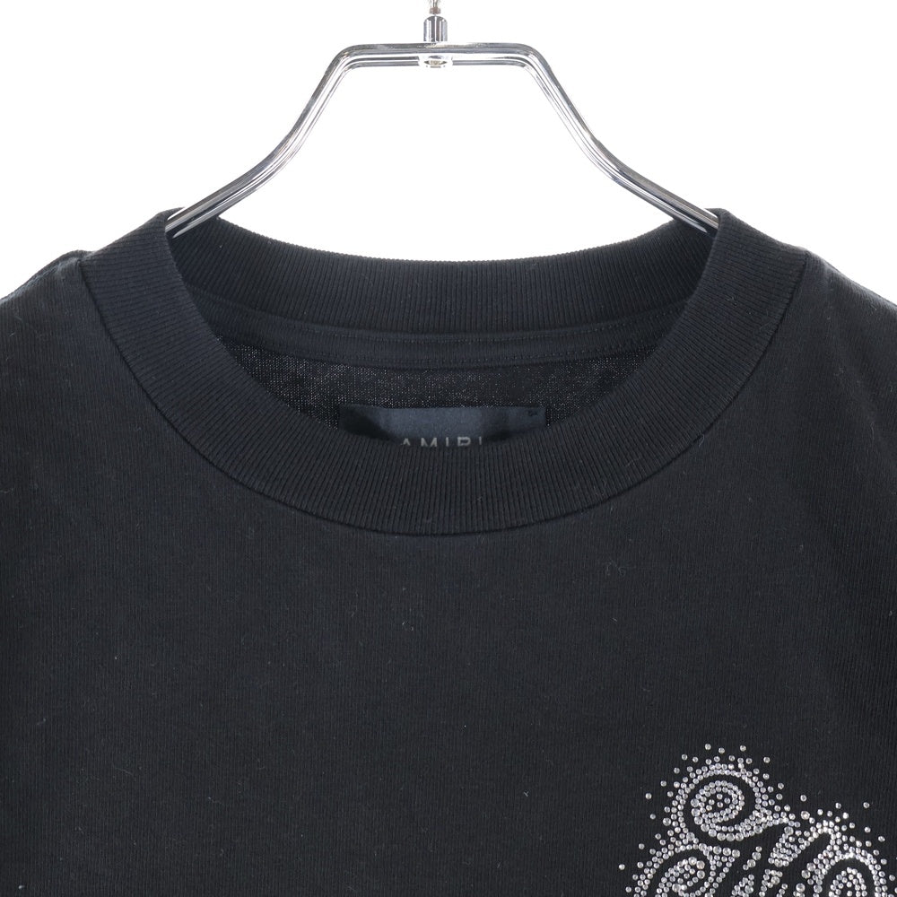 AMIRI(アミリ) ロゴ ラインストーン 半袖Tシャツ カットソー ブラック