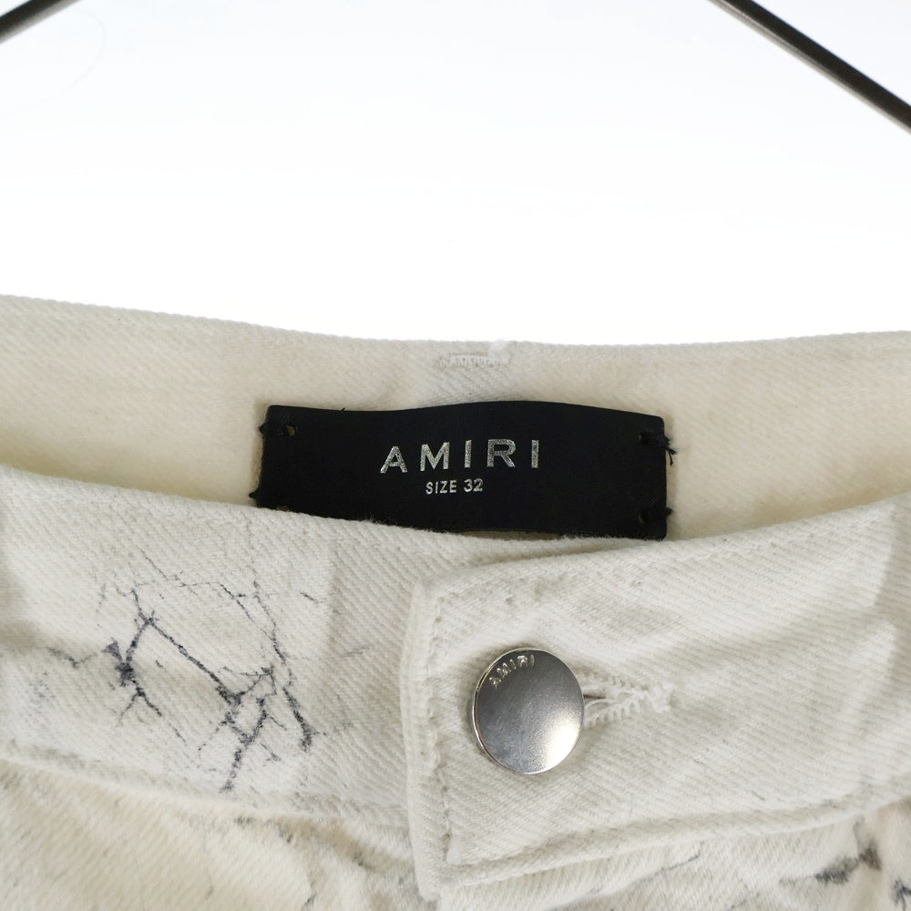 AMIRI(アミリ) ブロックプリント ストレートデニムパンツ ホワイト