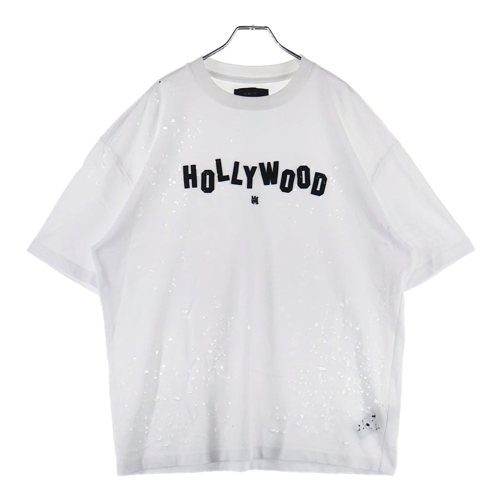 AMIRI(アミリ) ショットガン加工 ハリウッド MAロゴ 半袖Tシャツ ホワイト