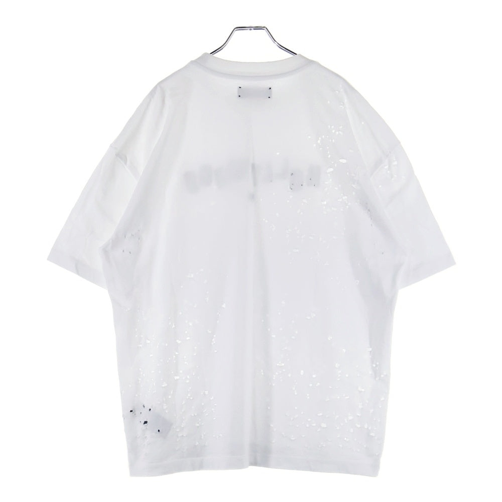 AMIRI(アミリ) ショットガン加工 ハリウッド MAロゴ 半袖Tシャツ ホワイト