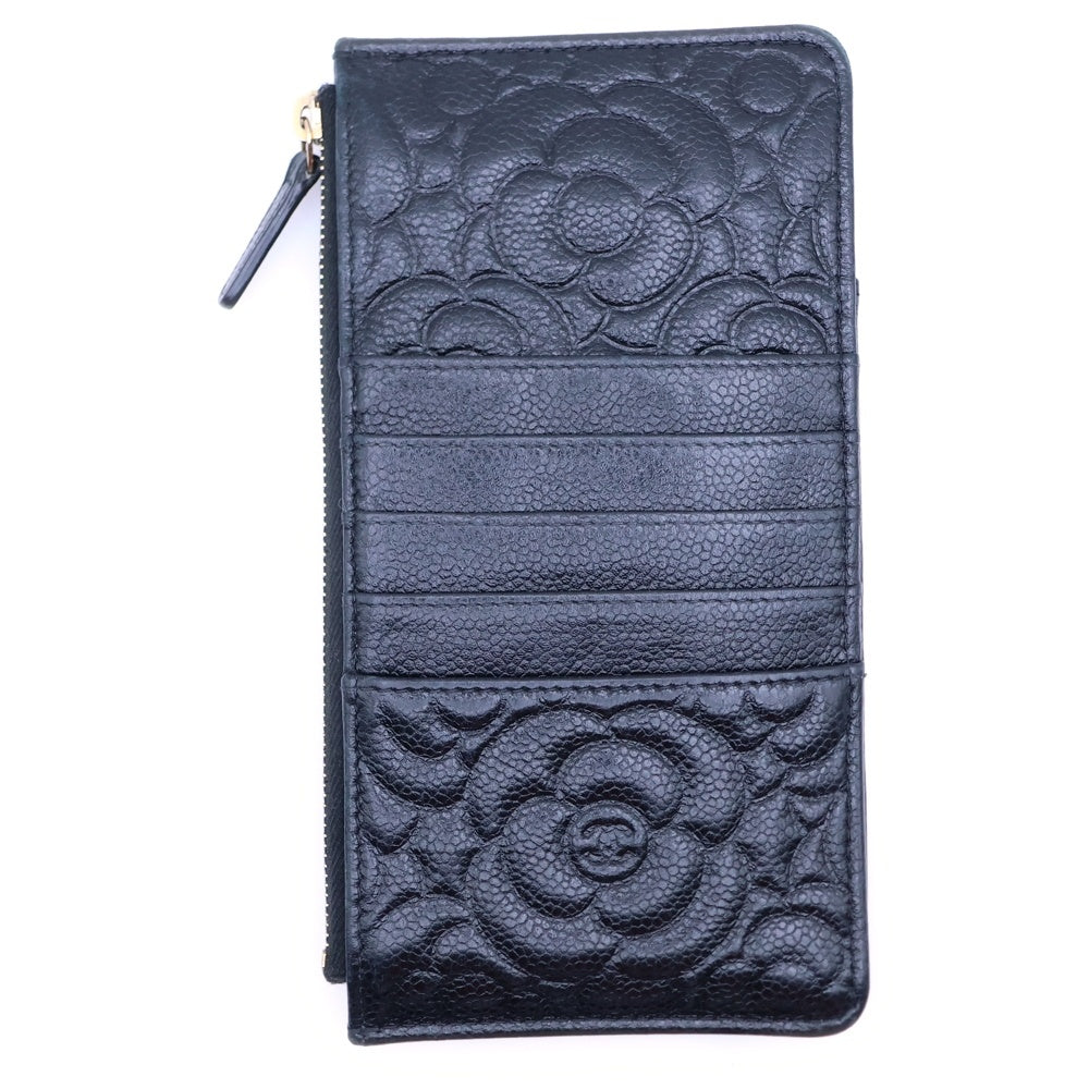 CHANEL(シャネル) カメリア キャビアスキン カードケース ブラック レディース