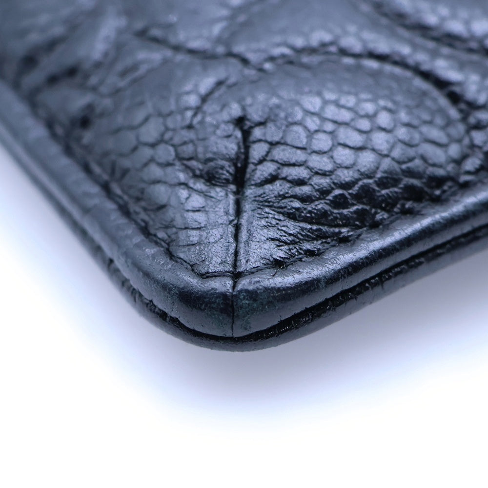 CHANEL(シャネル) カメリア キャビアスキン カードケース ブラック レディース