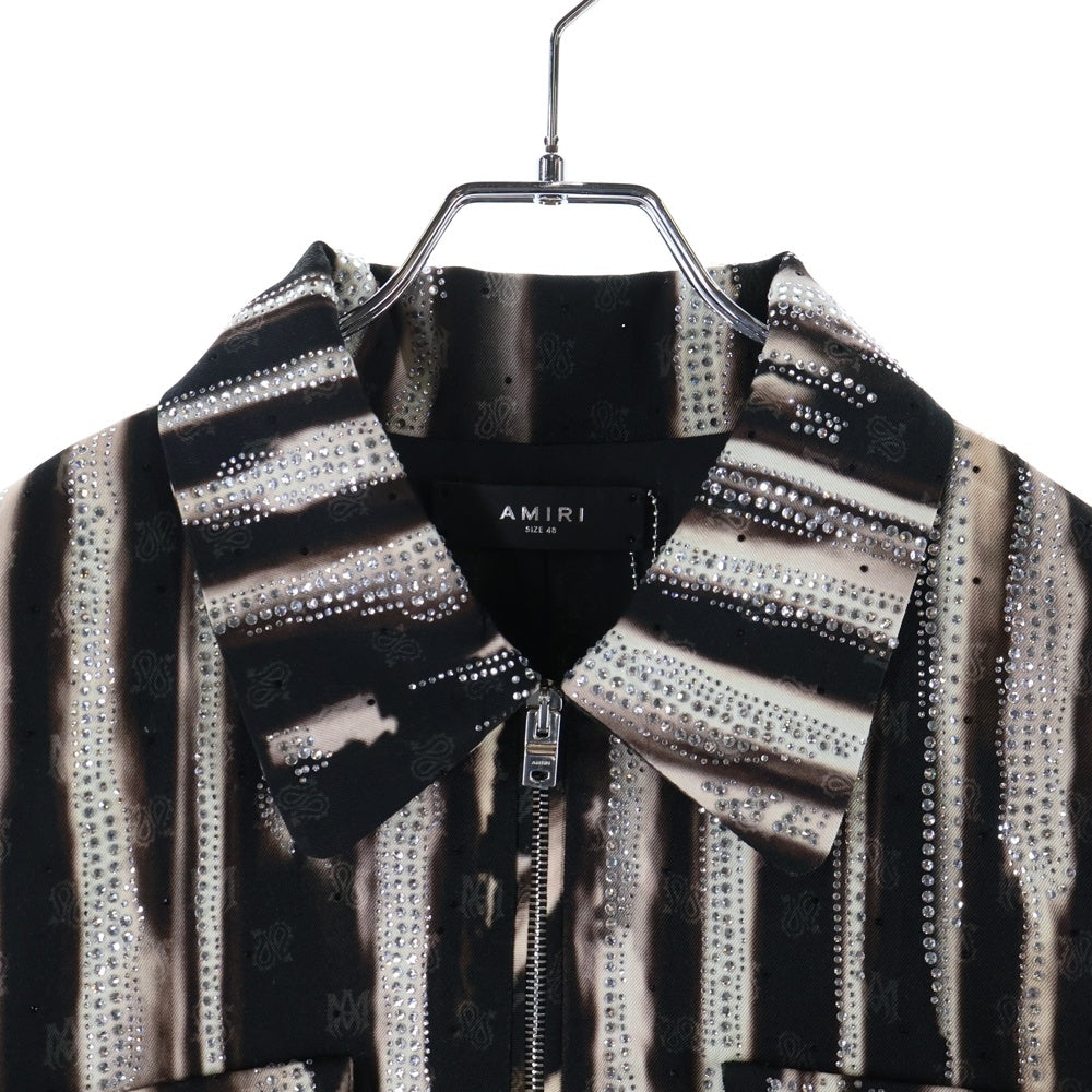 AMIRI(アミリ) 総柄 ラインストーン ジップアップ ジャケット ブラウン