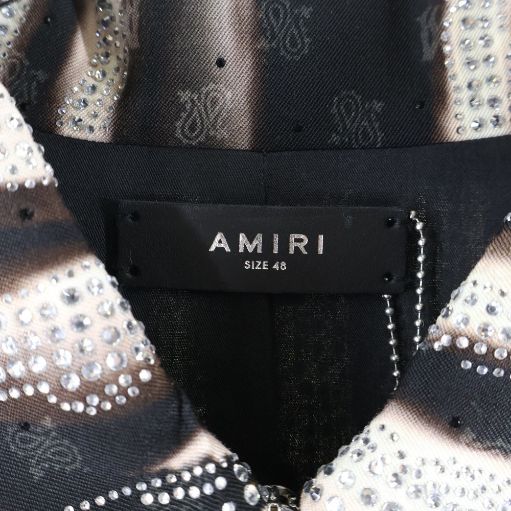 AMIRI(アミリ) 総柄 ラインストーン ジップアップ ジャケット ブラウン