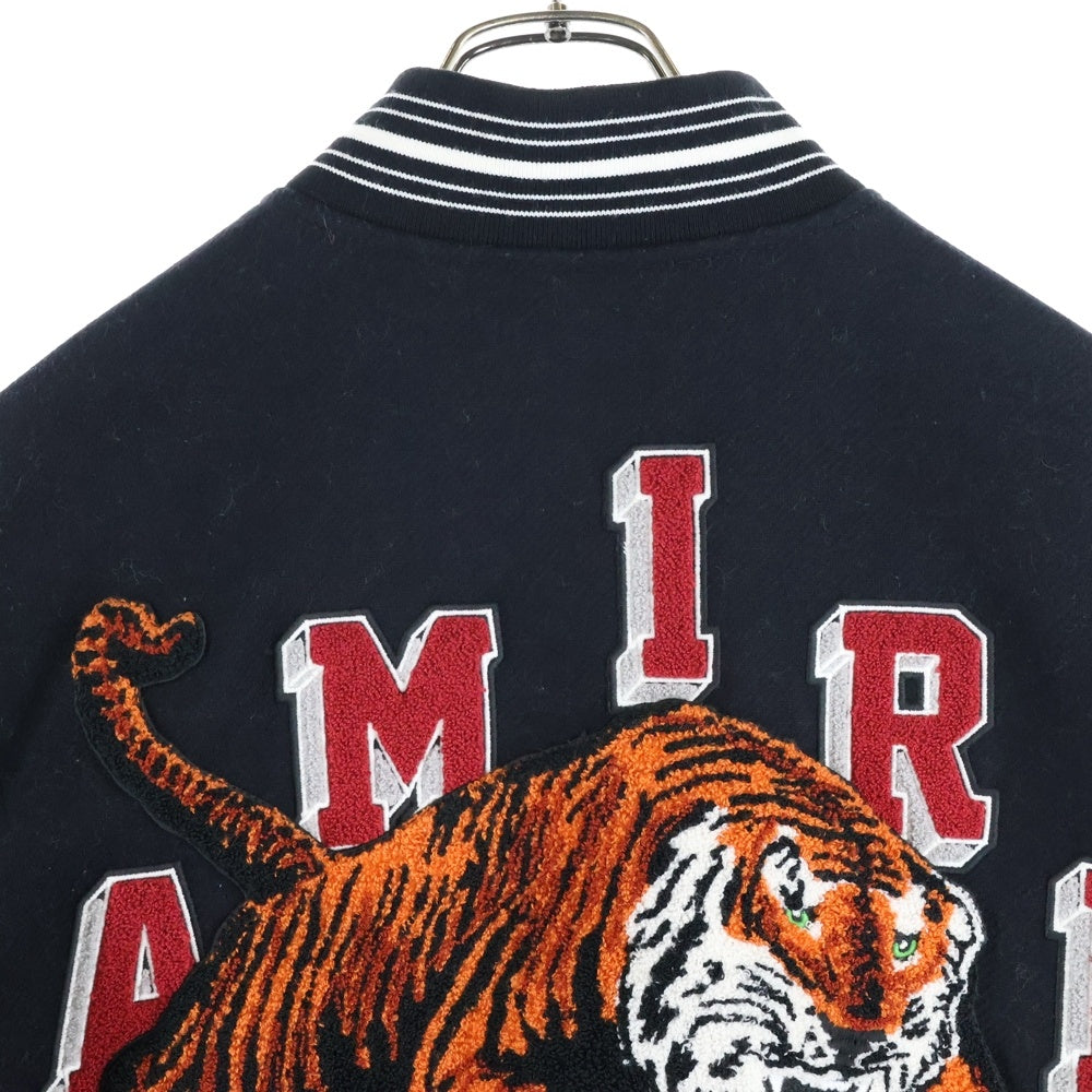 AMIRI(アミリ) 23AW TIGER VARSITY JACKET レザー タイガー刺? ヴァーシティジャケット スタジャン ブラック