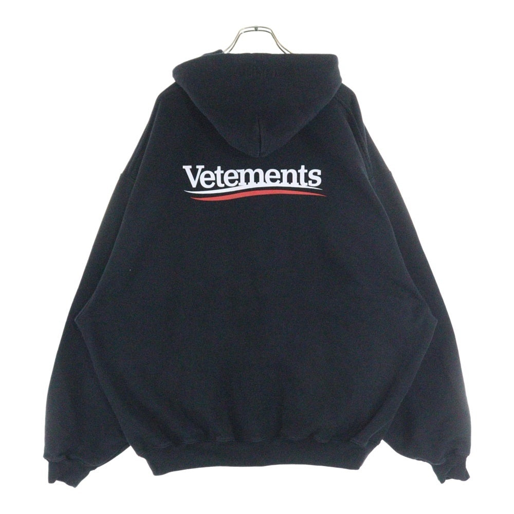 VETEMENTS(ヴェトモン) CAMPAIGN LOGO HOODIE キャンペーンロゴ フーディ パーカー ブラック UE64HD440B