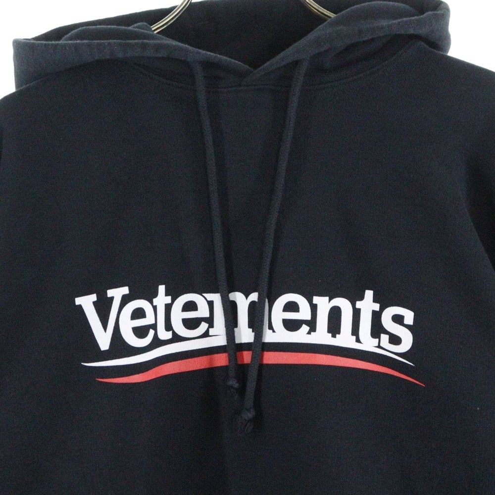 VETEMENTS(ヴェトモン) CAMPAIGN LOGO HOODIE キャンペーンロゴ フーディ パーカー ブラック UE64HD440B