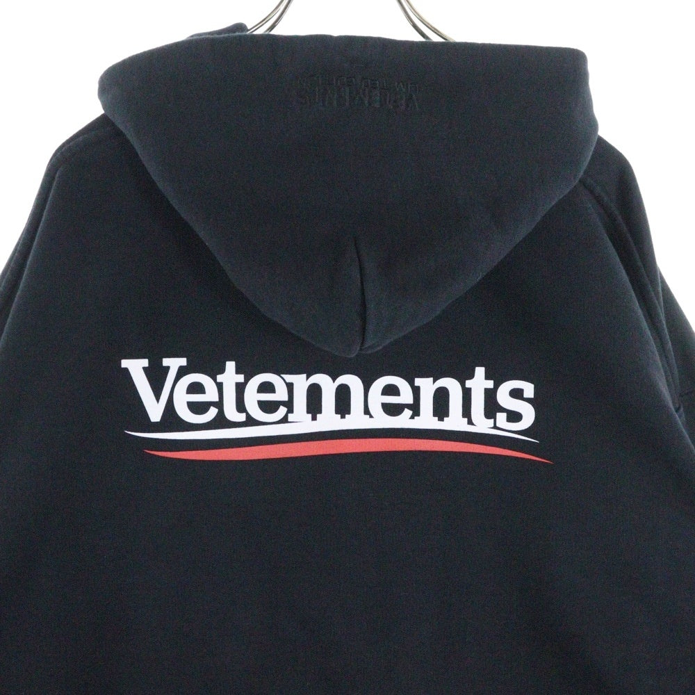 VETEMENTS(ヴェトモン) CAMPAIGN LOGO HOODIE キャンペーンロゴ フーディ パーカー ブラック UE64HD440B