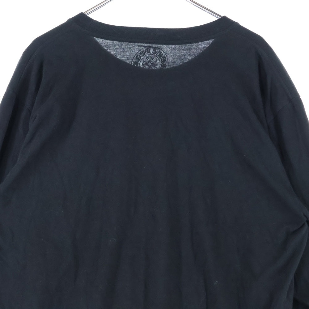 CHROME HEARTS(クロムハーツ) CH LS 1 ネックロゴプリント長袖カットソー 長袖Tシャツ ロングスリーブカットソー ロンT アームロゴ ブラック