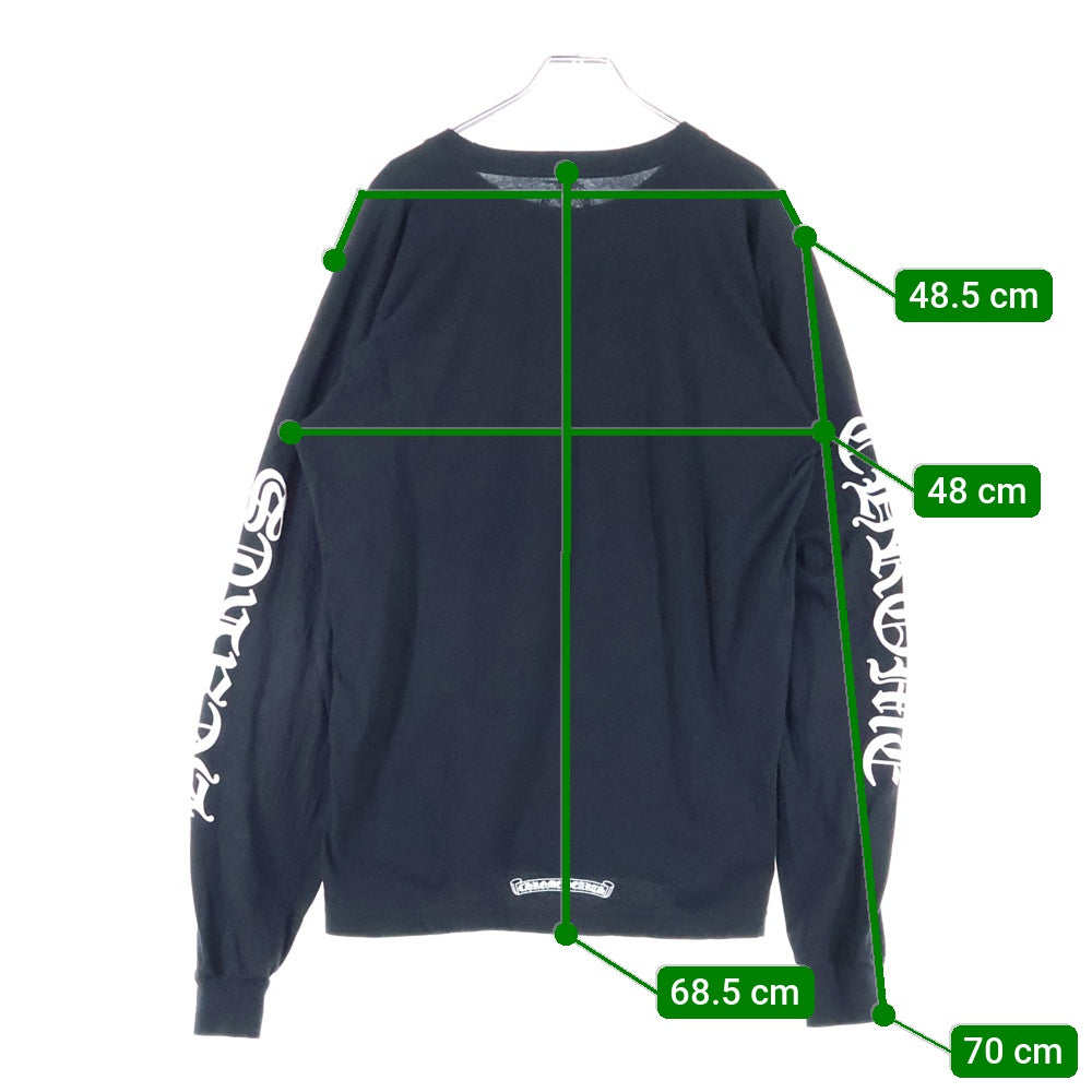 CHROME HEARTS(クロムハーツ) CH LS 1 ネックロゴプリント長袖カットソー 長袖Tシャツ ロングスリーブカットソー ロンT アームロゴ ブラック