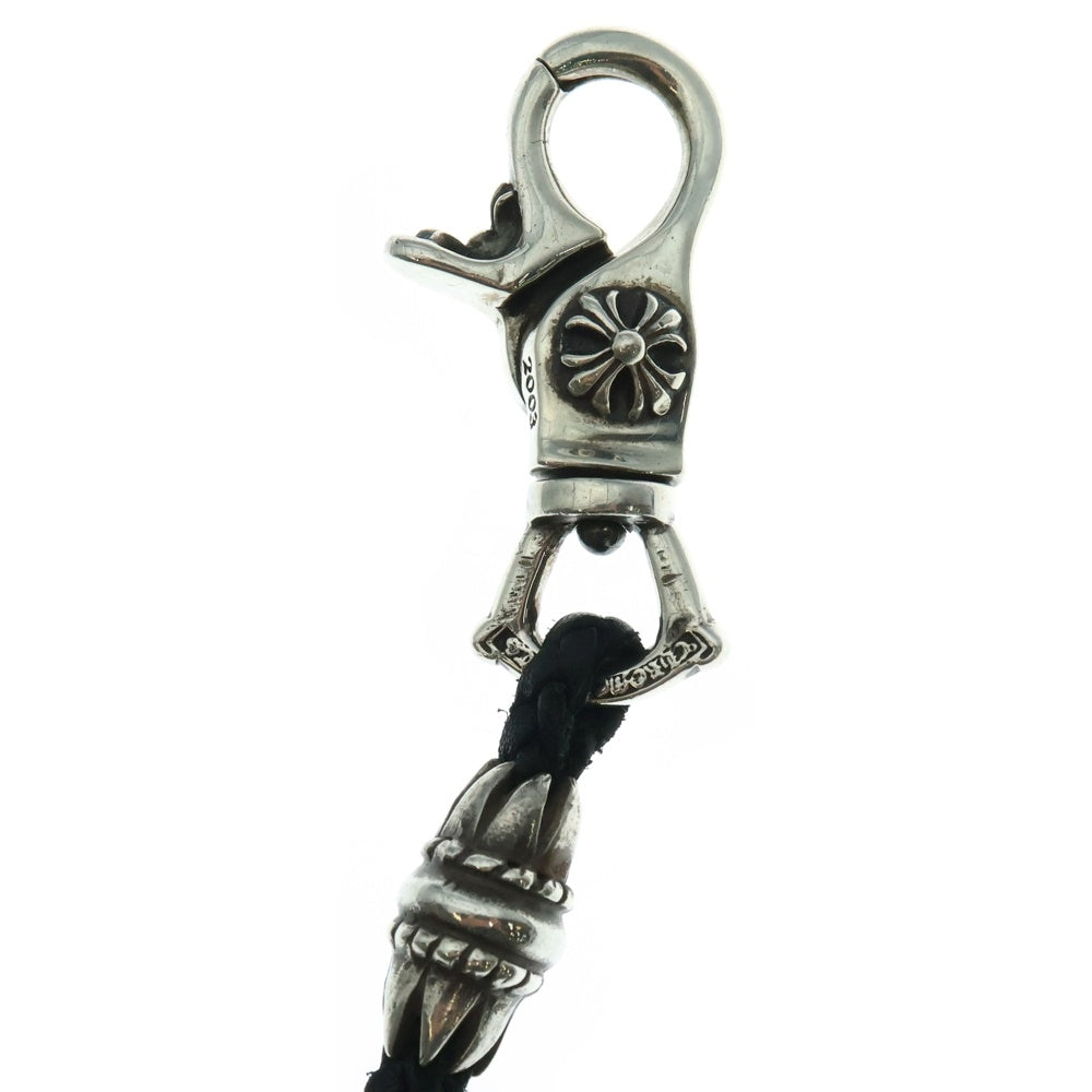 CHROME HEARTS(クロムハーツ) CH PLS LANYARS CHプラス ランヤード クリップホルダー レザーネックレス シルバー/ブラック