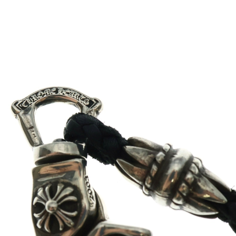 CHROME HEARTS(クロムハーツ) CH PLS LANYARS CHプラス ランヤード クリップホルダー レザーネックレス シルバー/ブラック