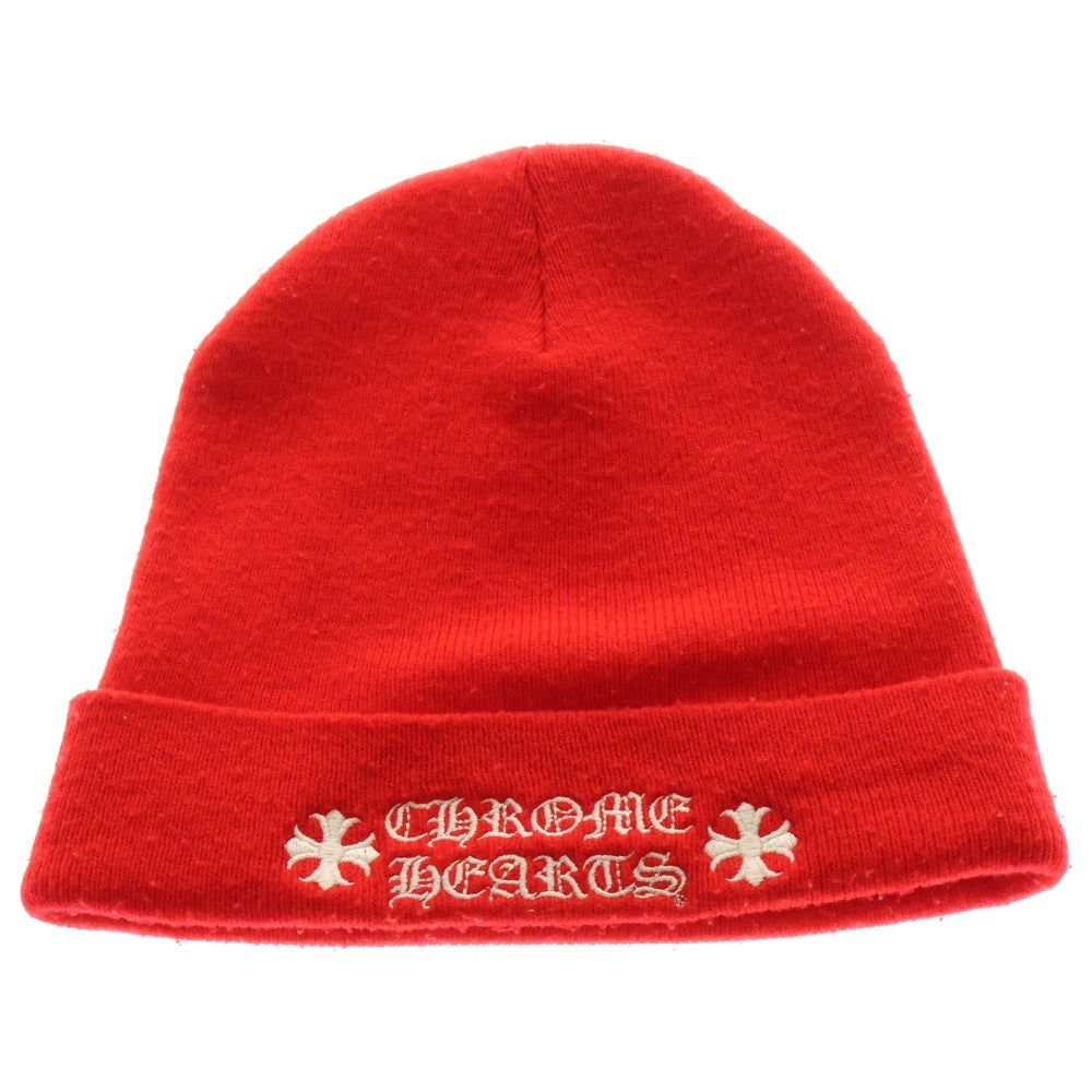 CHROME HEARTS(クロムハーツ) WATCH CAP ワッチキャップ ロゴ刺繍ビーニー ニットキャップ 帽子 レッド