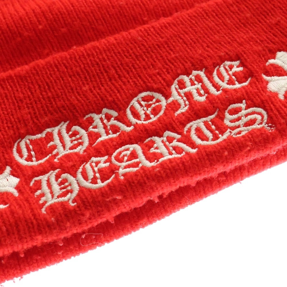 CHROME HEARTS(クロムハーツ) WATCH CAP ワッチキャップ ロゴ刺繍ビーニー ニットキャップ 帽子 レッド
