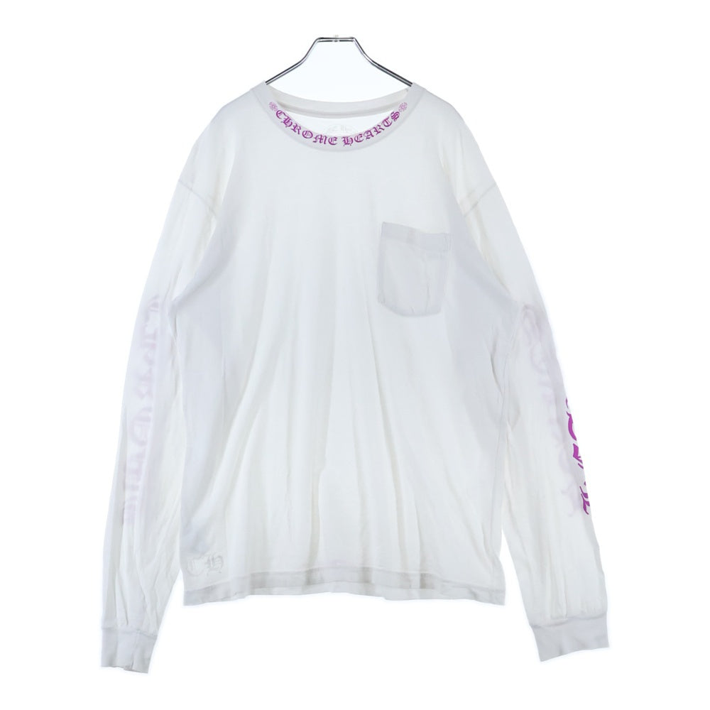 CHROME HEARTS(クロムハーツ) Neck Logo L/S TEE ネックロゴ ロングスリーブ長袖Tシャツ ホワイト/パープル