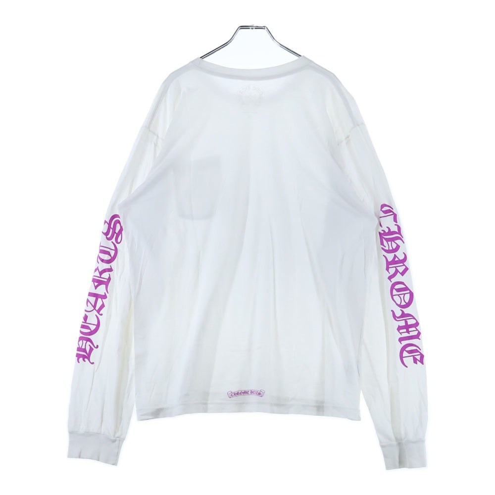 CHROME HEARTS(クロムハーツ) Neck Logo L/S TEE ネックロゴ ロングスリーブ長袖Tシャツ ホワイト/パープル