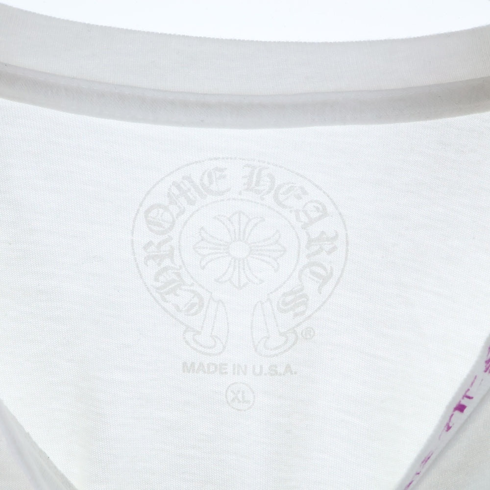 CHROME HEARTS(クロムハーツ) Neck Logo L/S TEE ネックロゴ ロングスリーブ長袖Tシャツ ホワイト/パープル