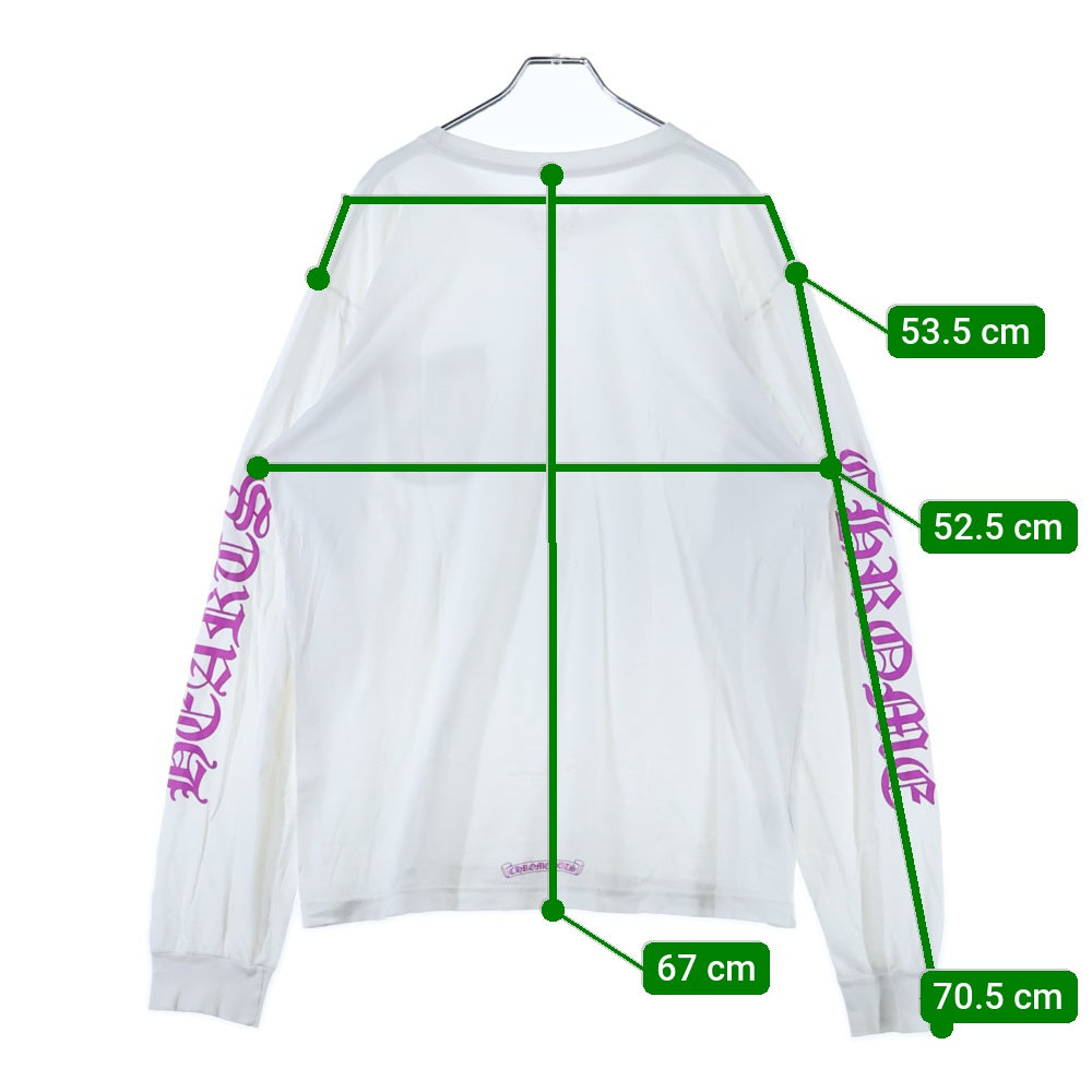 CHROME HEARTS(クロムハーツ) Neck Logo L/S TEE ネックロゴ ロングスリーブ長袖Tシャツ ホワイト/パープル
