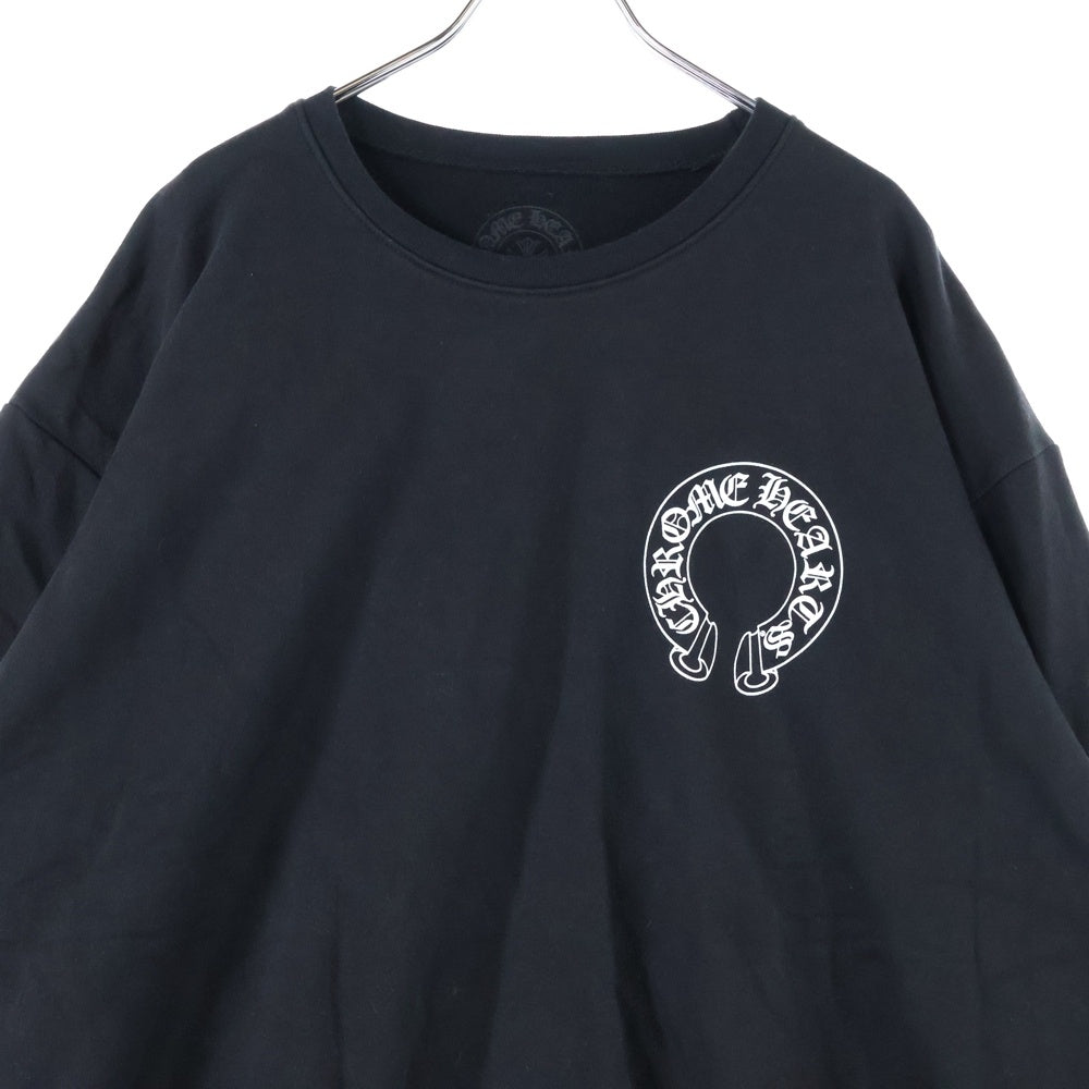 CHROME HEARTS(クロムハーツ) Horseshoe L/S Sweatshirt ホースシュープリント 袖フローラルプリント クルーネックスウェットトレーナー ブラック